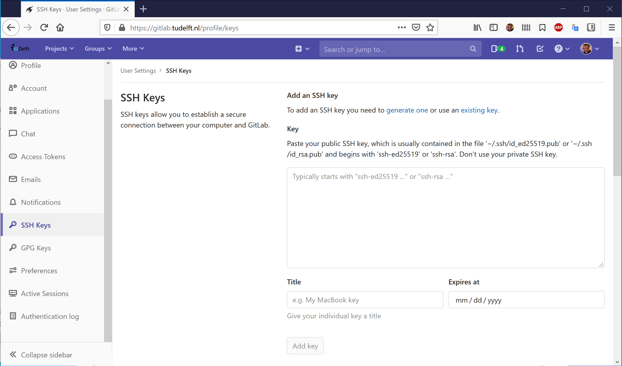 GitLab ssh keys