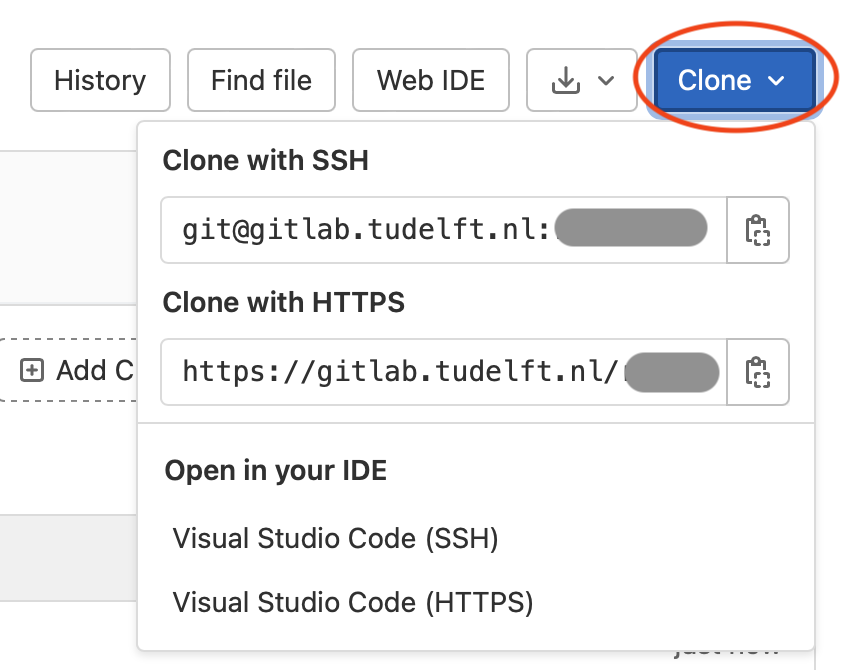 gitlab clone button