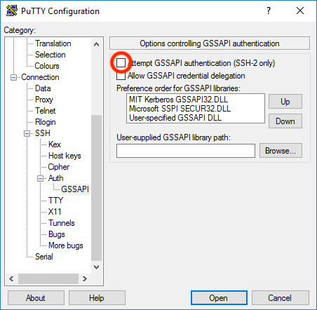 PuTTY GSSAPI